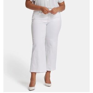New NYDJ Teresa Ankle Wide Leg Contour Jeans Optic Lift Tuck White Size 16